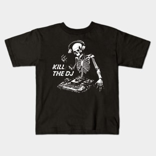 the dj skeleton playing music Kids T-Shirt